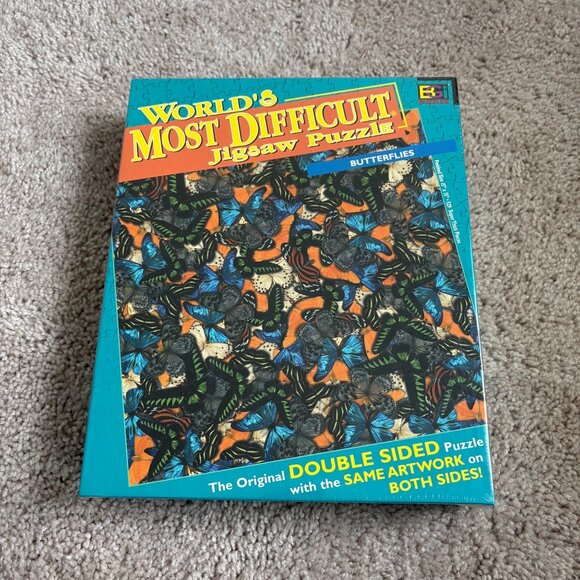 Worlds Most‎ Difficult Jigsaw Puzzle New Sealed Double-Sided Butterflies 529 Pc - Picture 1 of 8